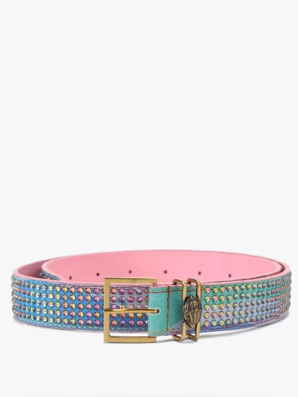 Kurt Geiger Shoreditch Belt - Swirl Rainbow Rhinestone Covered - S/M